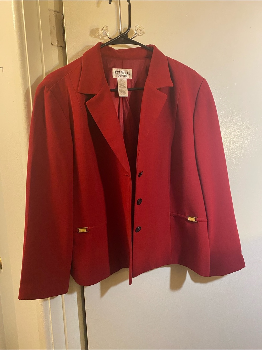 Studio I Red Women's Tailored Blazer with Gold Accents